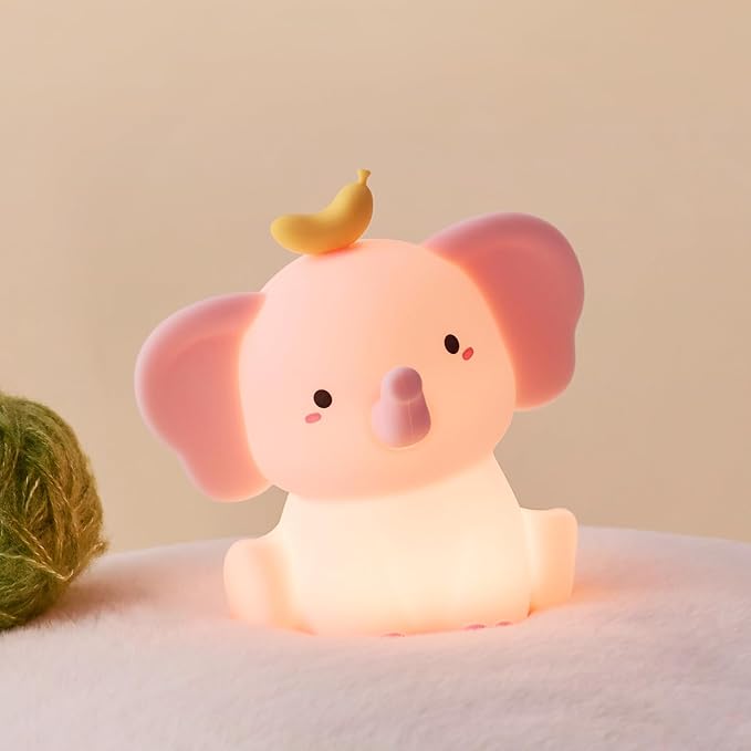 QANYI Elephant Night Light for Kids, Pink Elephant Lamp with Dimming Nursery Night Lamp Rechargeable Animal Light for Breastfeeding Timer & Touch,Valentines Gifts for Baby Girls Childrens Women