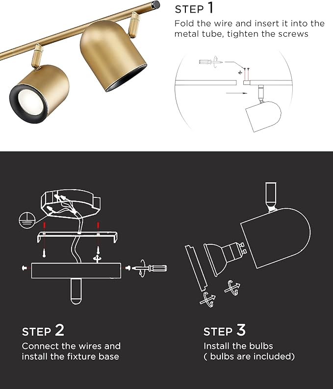 FEMILA 46.3" Track Lighting Fixtures Ceiling, Brass Gold Track Light Kit, 3000K Bulbs Included, 4FS78TL-6 BG