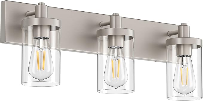 Aipsun Brushed Nickel Bathroom Light Fixtures 3 Lights Vanity Light for Bathroom Lighting Fixtures Over Mirror(Exclude Bulb)