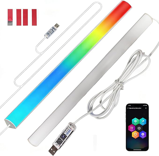 12-Inch Monitor Mount RGB Light Bar, 16 Million Colors Full Spectrum, 2 Controls (Button/App), USB-Powered Plug-and-Play Gaming Desk Light – for Gamers, Streamers, Designers, Enthusiasts