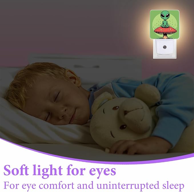 Alien Night Light,Mushroom Plug-in Night Lights with Dusk-to-Dawn Sensor for Bedroom,Bathroom and Living Room Sleep Friendly lamp 0.5w