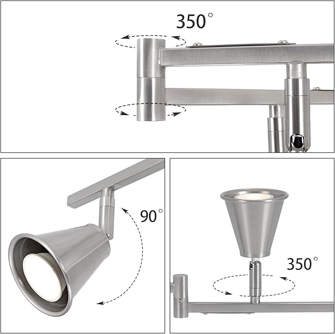 SEEBLEN 6-Light Modern Track Lighting Fixtures Ceiling, Flexible Foldable Arm and Rotatable Light Head,Nickel Kitchen Track Lighting for Kitchen Islands, Dining Rooms, Bars, Closets, Workbenches.