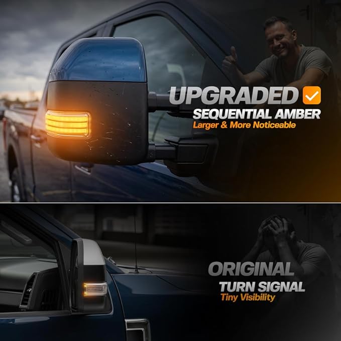 2Pcs Sequential LED Side Mirror Marker Light for Ford F150 2015-2023, F250 F350 F450 F550 Super Duty 2017-2023 Amber Dynamic Blinker Indicator Turn Signal Light White Driving/Running Light Clear Lens