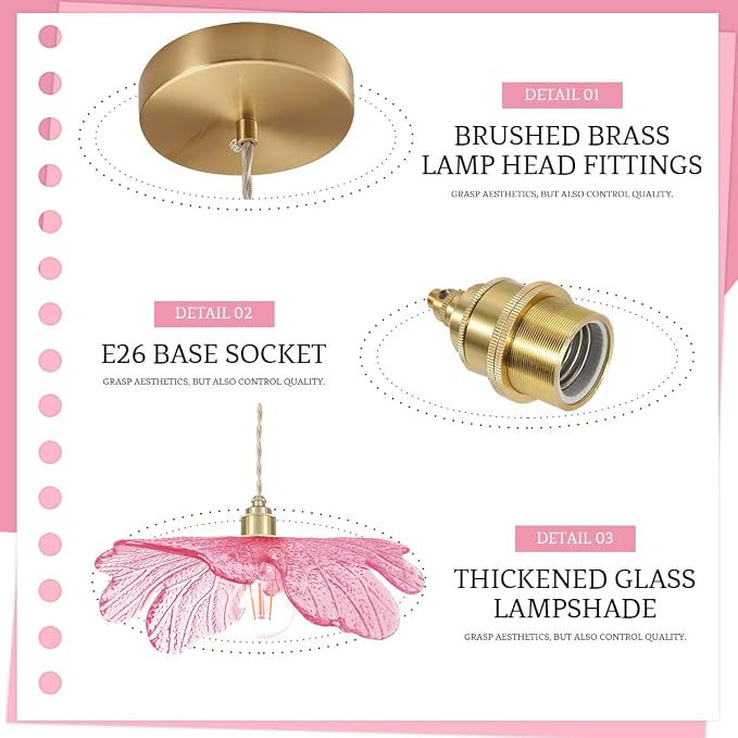 Art Decor Leaf Pendant Light Modern Hanging Ceiling Light Large Vintage Retro Pendant Lights 15.75" Pink Glass Shade for Kitchen Island Dining Room Entryway