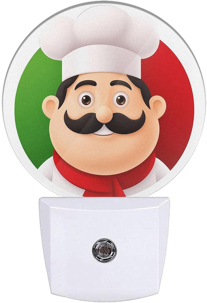 EKOBLA Italian Chef Night Light, Cute Cartoon Chef Night Lights Plug Into Wall with Auto Sensor for Holiday Gifts