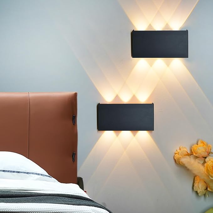 Shelprojsu 2 Pcs LED Magnetic Wall Sconce Lights,5000mAh Wireless Bedside Wall Light USB Rechargeable Reading Wall Lamp,3 Lighting Colors and Dimmable Battery Operated Wall Sconces (Black, 2 pcs)