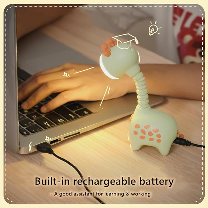 Fantasee Giraffe Night Light USB Rechargeable Nursery Light Bedside Sleeping Light for Child Kids Students Birthday Party Gift Home Decor (Pink)