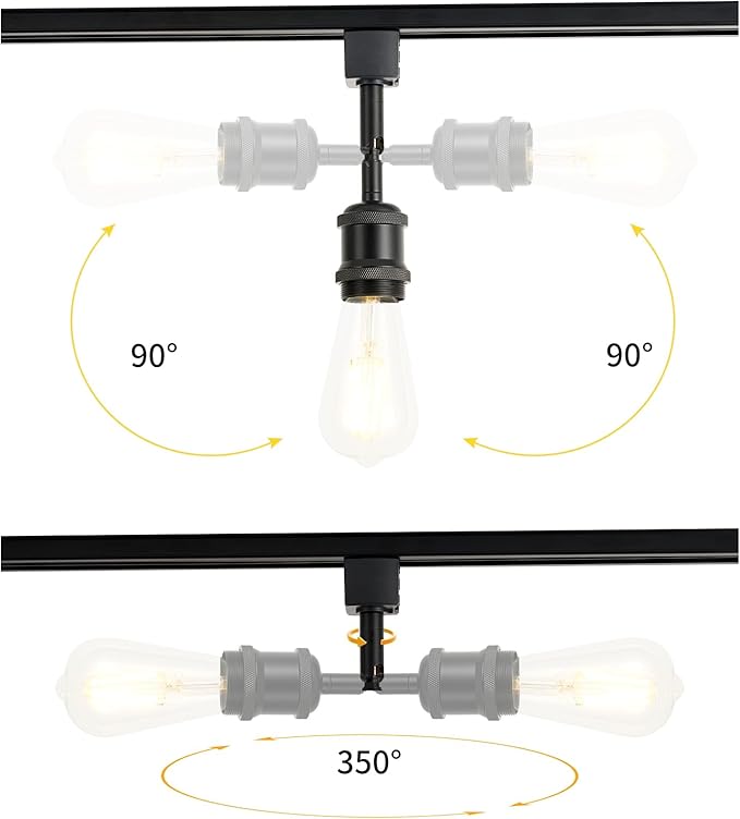H Type Track Lighting Head to E26 Track Light Heads Modern Pendant Track Lighting Fixtures Ceiling for Kitchen, H Track Lighting Rail System Compatible, 4 Pack (No Bulbs)