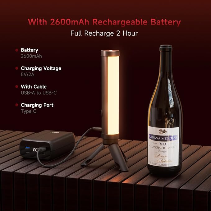 PHOTOOLEX 360°RGB Tube Light, LED Video Light Wand, Magnetic Light Stick | 2500K-9900K/360° Full Color/CRI 96+/2600mAh/Rechargeable/Handheld, Photography Light Bar for TikTok YouTube