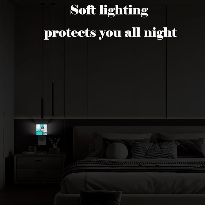 Abstract Painting Night Light,Blue and Grey Plug Into Wall with Dusk to Dawn Light Sensors,Warm Nightlights for Bedroom, Bathroom,Hallway,Kitchen,Gifts Ideal for Boys Girls Women Men