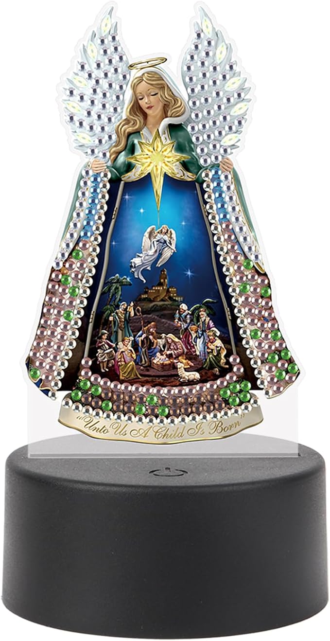 JISHSHAY Diamond Painting Night Light Diamond Art Table Lamps Gem Art LED Lights Gem Painting Desk Lamp Mosaic Kits for Adults DIY Kits for Adults Paint by Numbers Virgin Mary Madonna