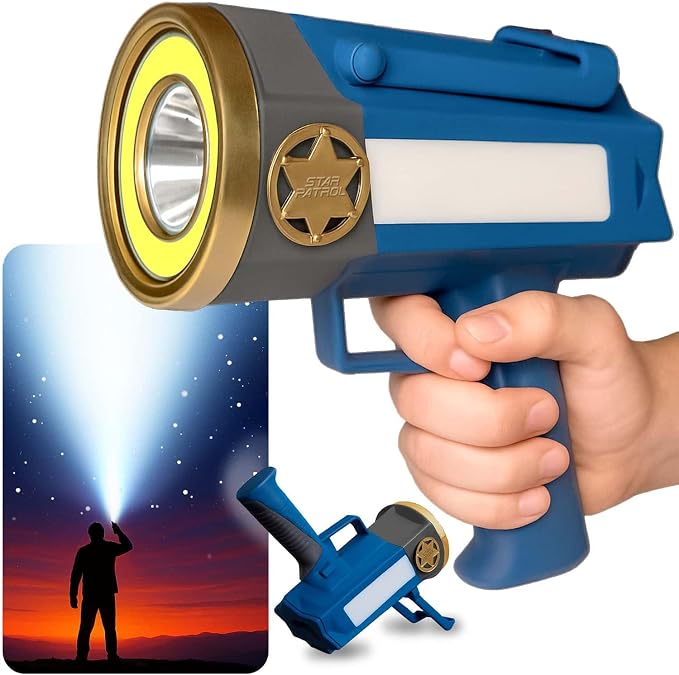30,000 Candela Rechargeable Spotlight with Turbo Boost | Rechargeable spotlight with 10 light modes, Turbo Boost, kickstand and phone charger for emergencies and camping