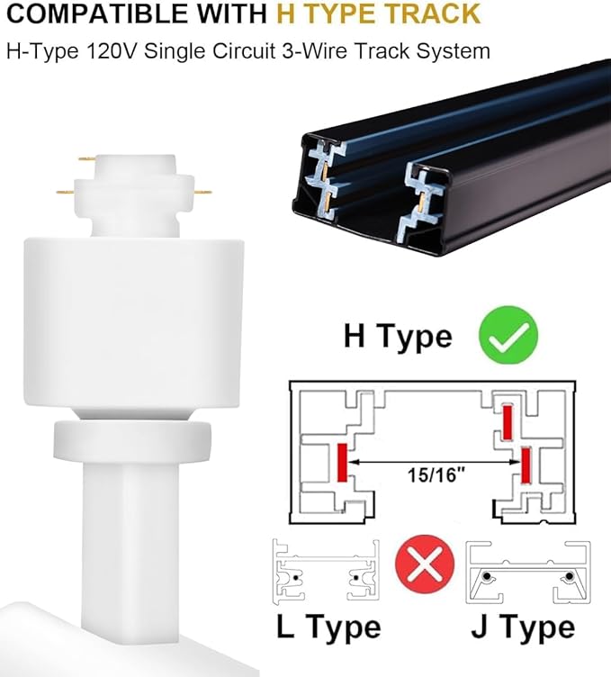12W LED Track Lighting Heads,2700K-6500K Stepless Dimming H Type Dimmable Rail Ceiling Track Lights Fixtures for Kitchen,Flicker Free 15° to 60° CRI90 1200LM,White 10 Pack