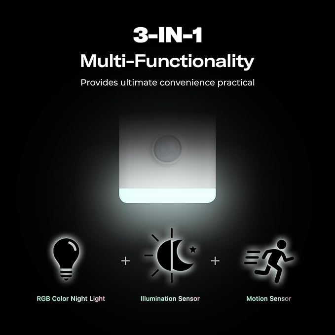 THIRDREALITY Smart Color Night Light 2 Pack, Matter Over WiFi, 3-1 Multi-Functionality, Work with SmartThings, Google Home, Apple Home, Alexa
