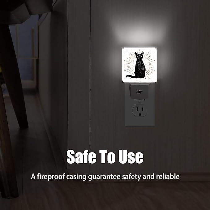Black Cat Night Light, Cute Pet Night Lights Plug into Wall Decorations for Bedroom, Bathroom, Hallway, Kitchen, Dusk to Dawn Sensor Nightlights for Boys Girls Women Men Room Gifts