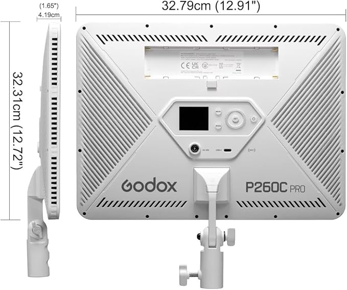 Godox P260C Pro LED Video Panel Light 45W Bi-Color 2800K- 6500K with NFC Automatic Pairing and APP Control