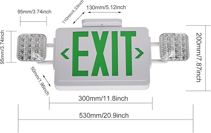 Green Exit Sign,Emergency Lights for Business with Plug,200lm 3Hours Battery Operated Corded Fire Emergency Exit Lighting Combo UL 924 AC85-277V