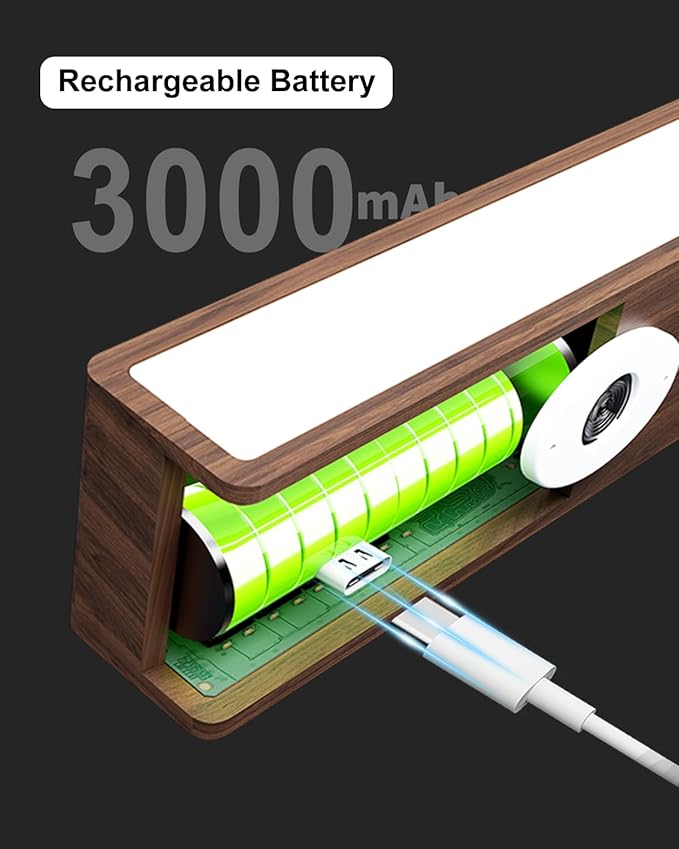 YiLaie Rechargeable Wall Lights for Bedroom,Battery Operated Wall Sconce with Remote Control, Wireless Wall Mount Lamp with 3 Color Temperature for Bedroom,Wood Wall Lights Dimmable,Bedside Reading