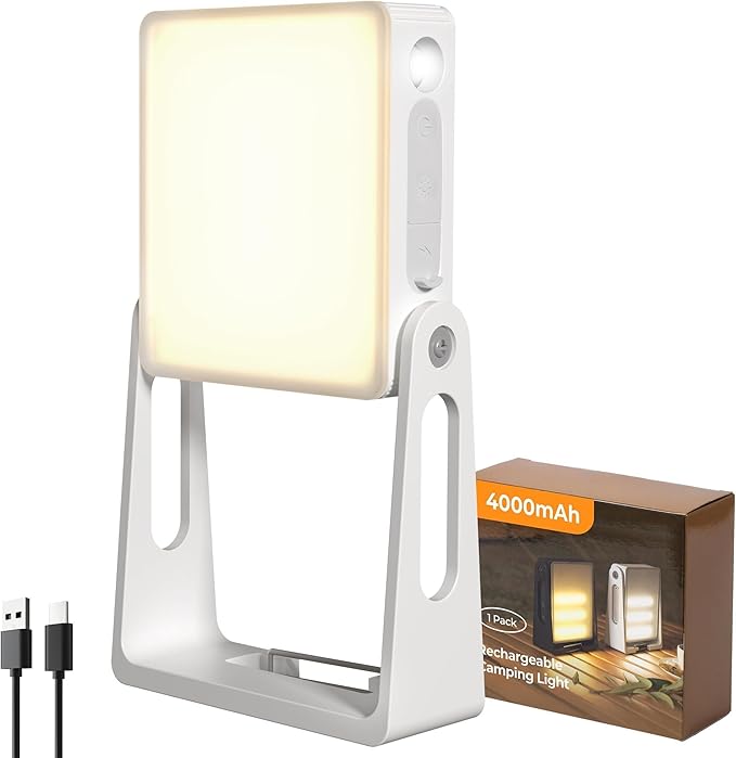 PopoIron LED Camping Lantern, 4000mAh Camping Lights with 3 Colors and Dimmable Brightness, 2-in-1 Flashlight & Emergency Indoor Lantern for Home Power Outages Camping Hiking Hurricane