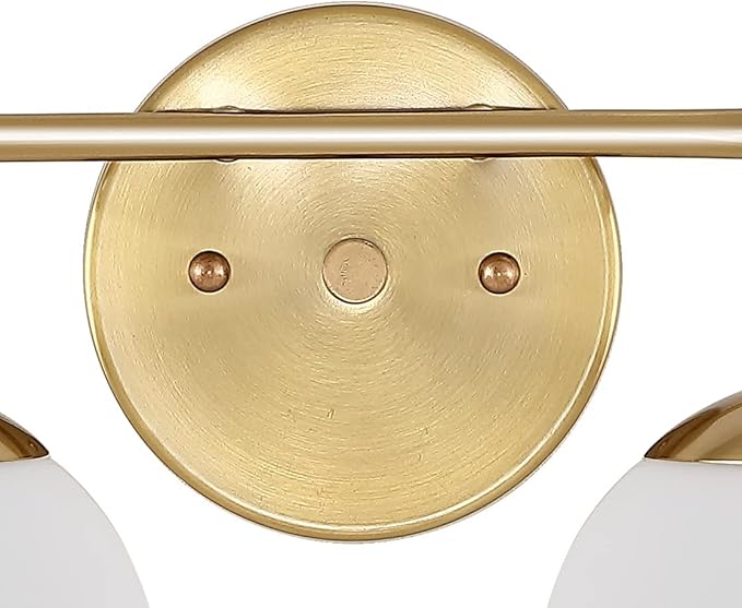 JONATHAN Y 15" Brass Gold Modern Globe Wall Sconce Vanity Light for Bathroom, White Frosted Glass Shade, Midcentury Parisian Bistro Wall Lamp, LED Bulb Included (JYL3535A)