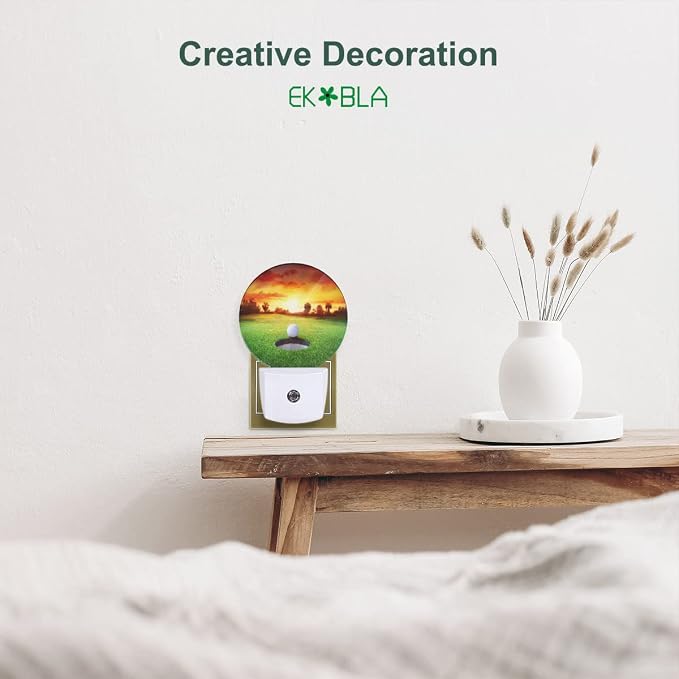 EKOBLA Golf Ball Night Light, Golf Course Grassland Night Lights Plug Into Wall with Auto Sensor for Bedroom and Bathroom