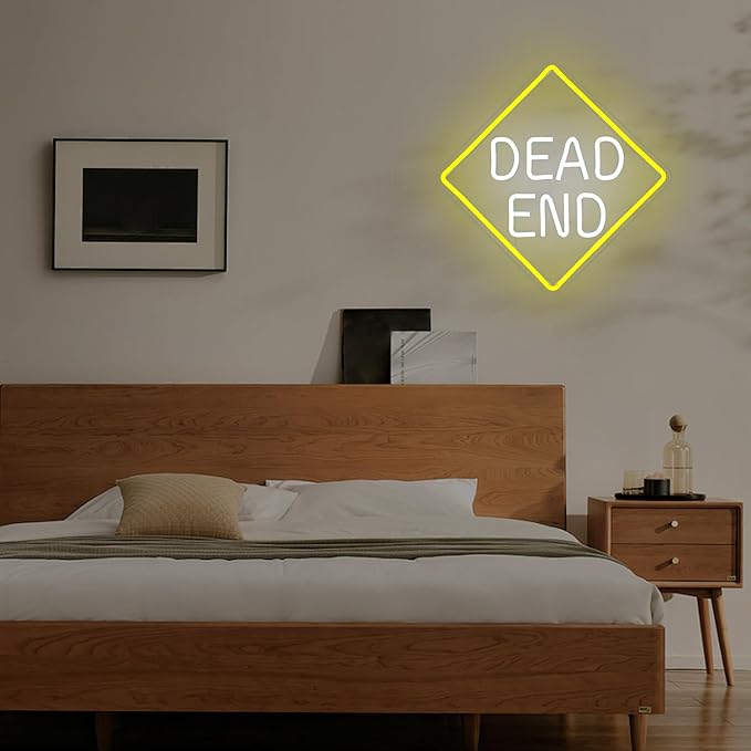 Dead End Neon Sign for Wall Decor Led Neon Lights Dimmable Light Up Sign for Bedroom Wall Light Up Sign for Bedroom Halloween Home Bar Club Man Cave Garage Decor