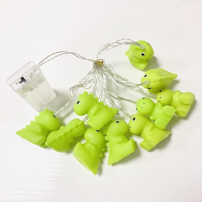 Cute Dinosaurs String Lights 5.4ft 10 LED Battery Operated Green Animal Night Lights Dino Llights for Bedroom Holiday Christmas Decortion (Dinosaurs, 1.65m/10LED)