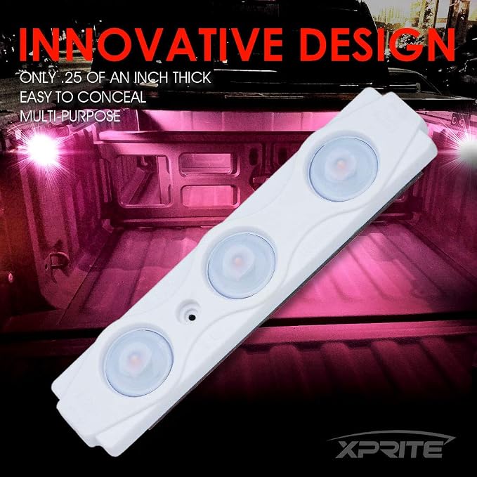 Xprite Pink LED Truck Bed Light Kits with On/Off Switch, for Pickup Exterior Interior Rock Neon Lights, Footwells, Running Boards, Cargo, Underglow, Tonneau Cover, Rail Lighting - 8 PCs