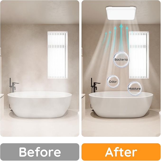 Fitop Bathroom Exhaust Fan with Light, 110 CFM Ultra Quiet 1.0 Sones Bathroom Vent Fan, Nightlight & 1300LM LED Light 2700K/4000K/6500K, Light Memory Function, ETL Certified – White, 7 Inch