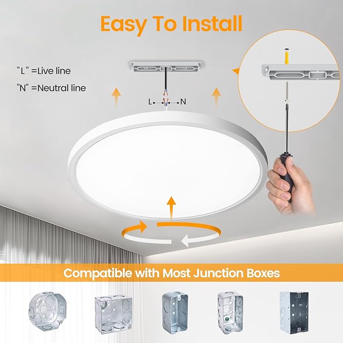 TALOYA Flush Mount Ceiling Light,8 Pack,12 Inch,20W,5000K Daylight Super Slim LED Ceiling Light for Bedroom, Living Room, Kitchen, Laundry and Hallway
