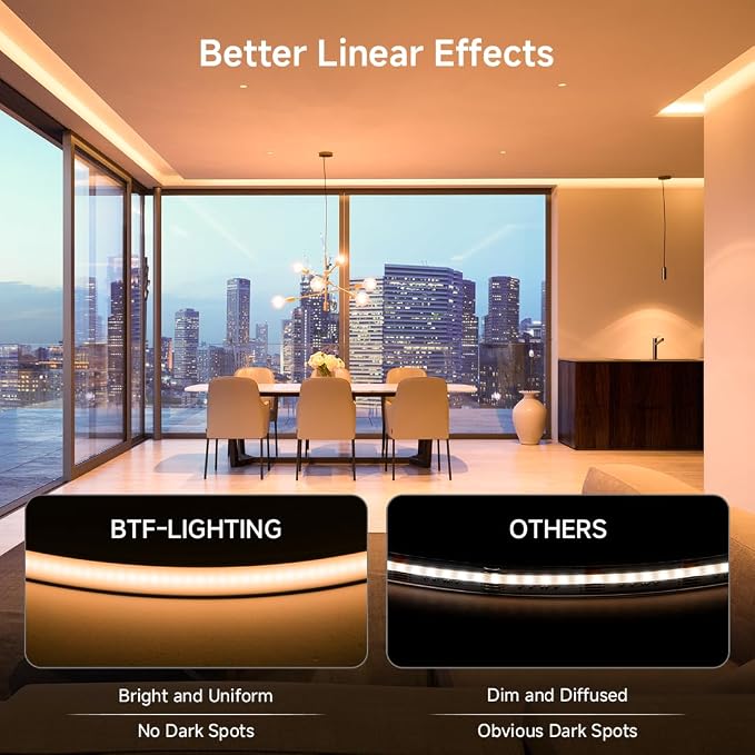 BTF-LIGHTING COB LED Strip Light, UL Listed Diffused Neon Light Warm White 2700K, IP67 Waterproof 16.4FT DC12V 10mm Width LED Light for Home Indoor DIY Lighting(No Adhesive, Adapter & Controller)