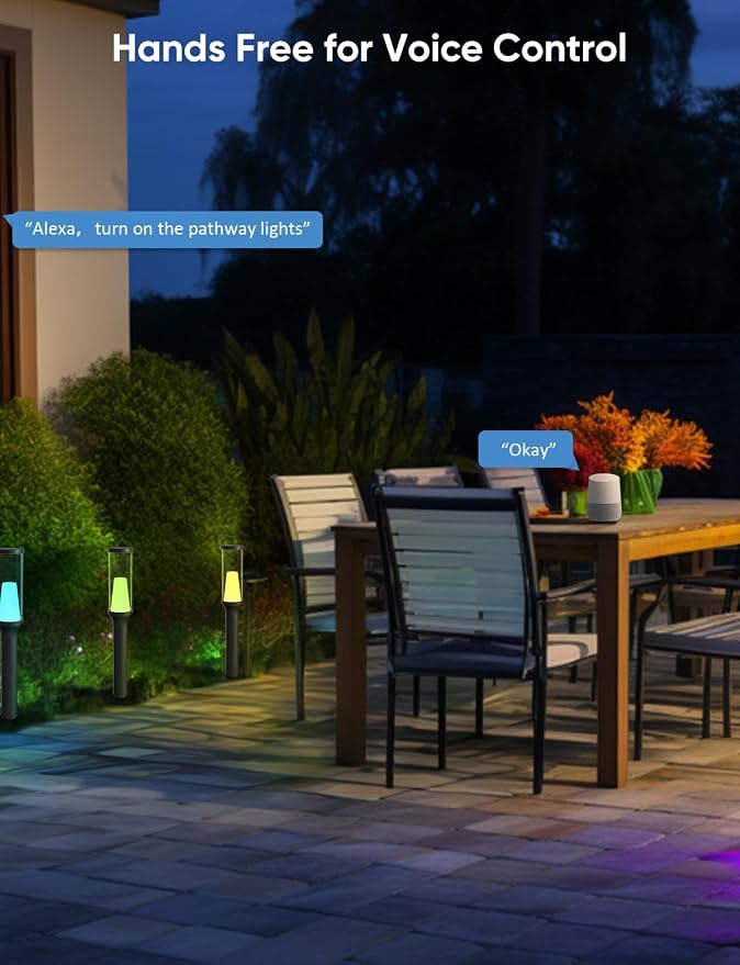 Pathway Lights,RGBCW Walkway Lights with APP Control,4 Pack | IP65 Waterproof,Low Voltage Landscape Lighting 800LM,Color Changing,for Garden, Yard, Patio,Compatible with Alexa