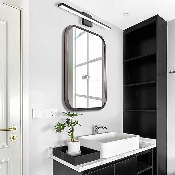 Ralbay 24in Dimmable Black Vanity Light with Remote Control Color Temperature Adjustable 20W Modern LED Bathroom Lighting Fixture