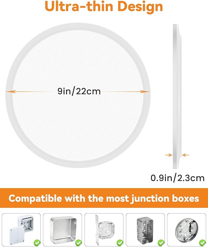slochi 4PACK LED Flush Mount Ceiling Light Fixture, 12Inch 28W LED Light, Dimmable & 3000K/4500K/6000K 3 Color Adjustable Round Light 3200LM Low Profile Ceiling Light Fixtures for Kitchen Bedroom