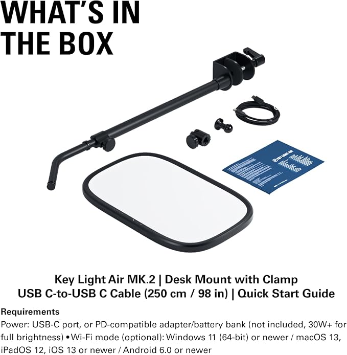 Elgato Key Light Air MK.2, 15" Edge-Lit LED Panel | Up to 2100 Lumens, Full Spectrum 2900-7000K, Touch Controls, USB-C, Wi-Fi, MagSafe Compatible, Works with Stream Deck