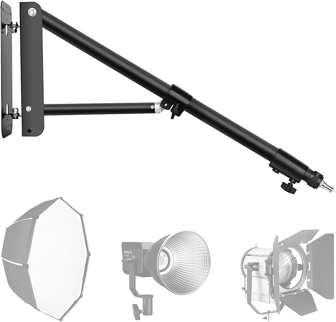 EMART Ring Light Wall Mount Boom Arm, Adjustable 71in/180cm Mounted Overhead Stand, 180°Rotation Heavy Duty Triangle Bracket Mounting Bar for Camera, Photography Lighting, Barber Led Lamp