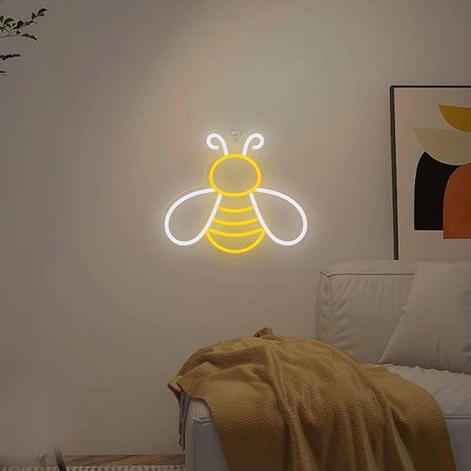 CoolGift Mart Bee Neon Sign - Dimmable Honey Neon Light Wall Decor, Birthday Party Decorations for Home, Patio, Garden, Bars, Hotels, Stores - Gift for Friends, Family, and Kids
