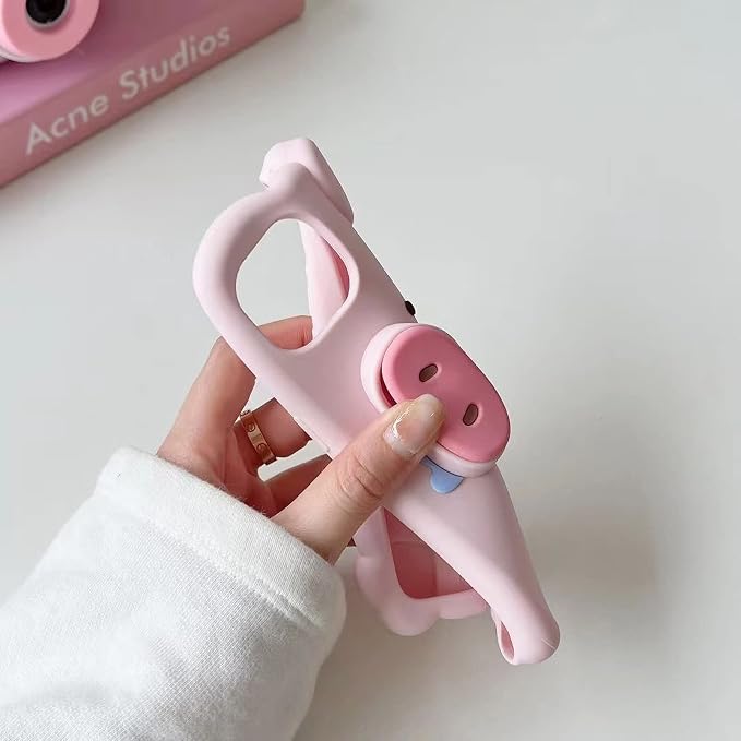 Kawaii Phone Case for iPhone 14 Cute 3D Pighead Silicone Protective Case Cover with Cartoon Pig Nose for Women & Girl