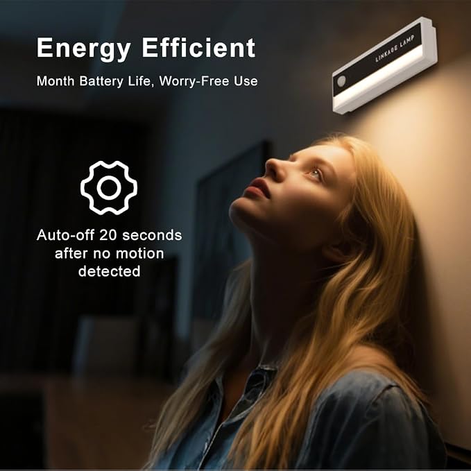 Under Cabinet Lights LED Wireless Motion Sensor Light Indoor USB Charging 2 Levels Dimmable Magnetic Closet Lights Under Bed Lights for Kitchen Cabinets Wall Stairs (1Pack)