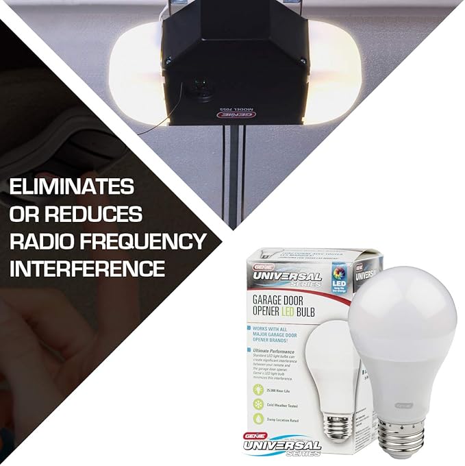 Genie Garage Door Opener LED Light Bulb Model GLEDB2-R, White - 4000K, Radio Frequency Friendly
