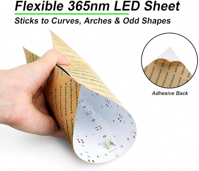 SuperlightingLED 365nm UV LED Light Sheet, 24V Flexible Ultraviolet LED Panel, 245x245mm Cuttable Modular Design for Fluorescence Detection, Displays and Large Area UV Backlighting