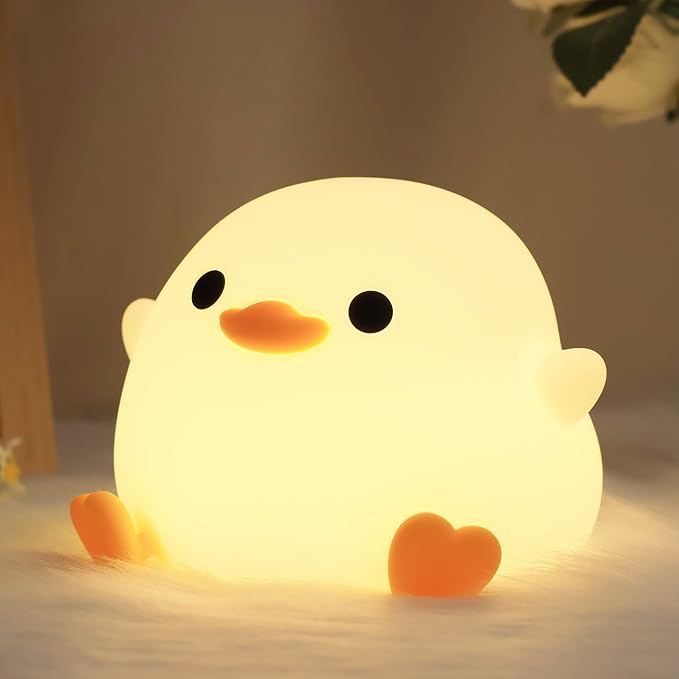 DoDo Duck Night Light, Duck Bean Nursery Silicone Bedside Lamp with Dimmable USB Rechargeable Timer, Perfect Animal Gift to Kids Baby, Birthday Christmas Easter for Home Bedroom Decor