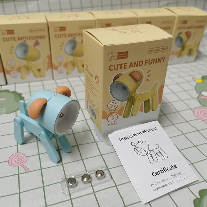 Cute Night Light for Kids, Adorable Mini Led Table Desk Lamp, Decorative Lamp Nightstand, Animal Pet Nightlights, Christmas Decorate Birthday Gifts for Children, Students (1 x Blue Dog)
