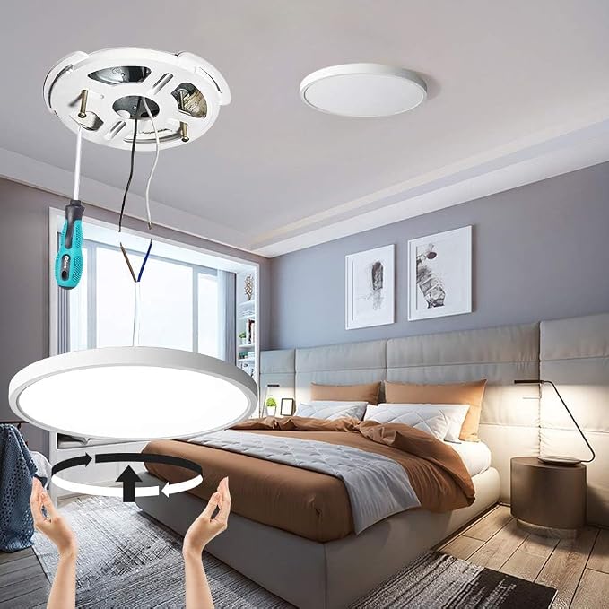 TALOYA 6-Pack 15.8" LED Flush Mount Ceiling Light Fixture,24W 5CCT,White | 100–240 VAC Input,Edge-Lit LED Modern Ceiling Lamp for Living Room,Bedroom,Hallway,Kitchens