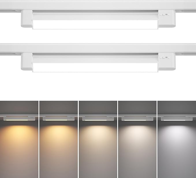 5 Color Linear H Track Lighting Heads H Type Track Light Heads Dimmable LED Track Lighting Fixtures Ceiling Spotlight, H Style Track Heads for H Track Lighting Rails - White CRI90 25W 2 Pack