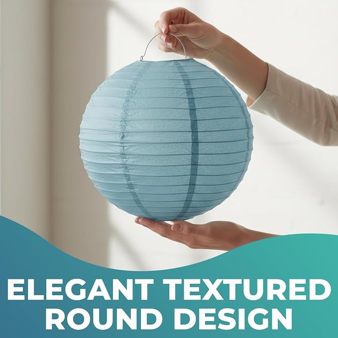 Fun Express 12" Medium Slate Blue Hanging Round Paper Lanterns - 6 Piece