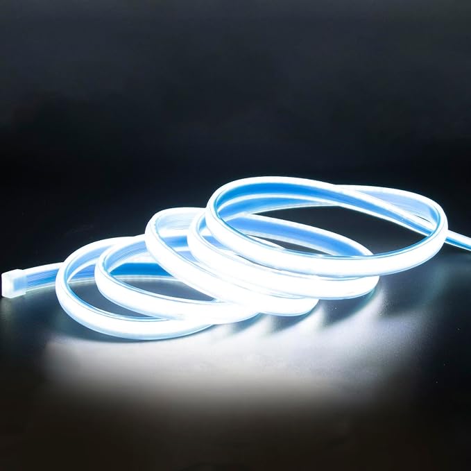 AC 110V 6.56ft Waterproof COB LED Strip Light IP67 Cuttable | 120V Bright Cold White LED Rope Lights 6000K 240LEDs LED Lights for Outside Indoor Kitchen Under Cabinet Lighting