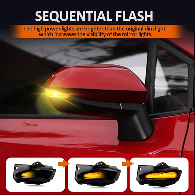 D-Lumina Sequential LED Side Mirror Turn Signal Lights Smoked Lens for Toyo-ta Corolla 2019-2024, Dynamic Indicator Mirror Marker Blinker Light Lamp, Pack of 2