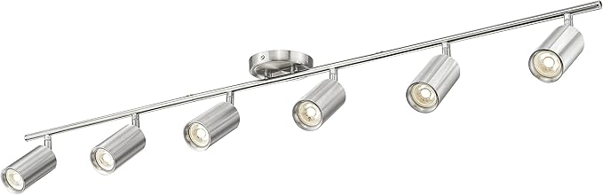 FEMILA 3000K LED Track Lighting, 53" Modern Track Lighting Kit, Come with Bulbs, Brushed Nickel Finish, GU10 Base, 4FS84TL-6 BN