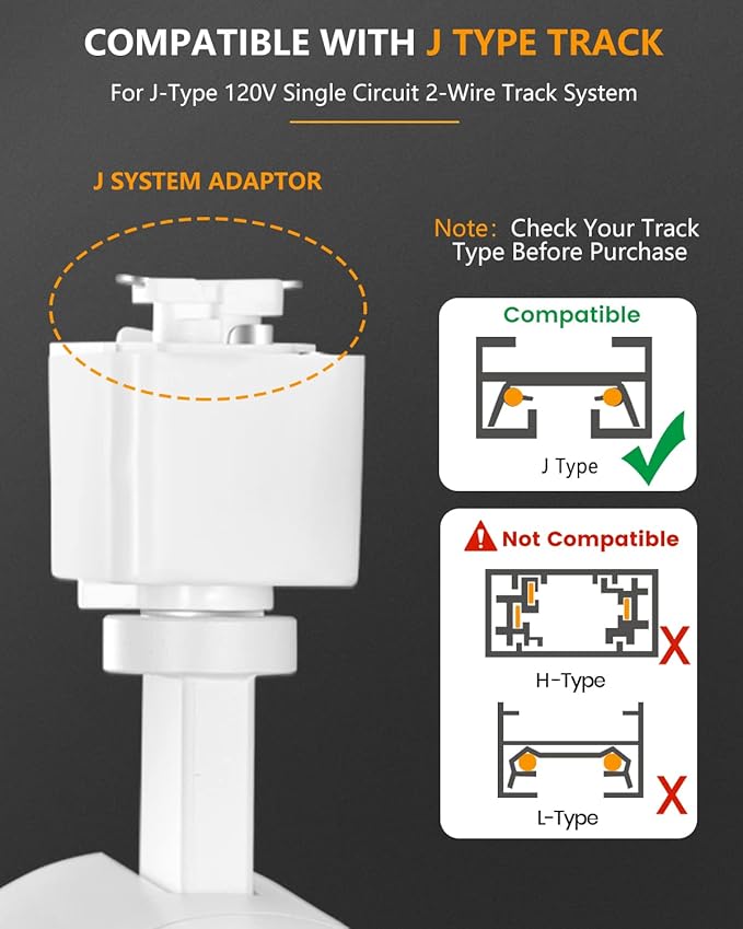 VANoopee 3-Color Zoomable J Type Track Lighting Heads 10W for Juno Rail - Bright LED Track Light Heads Fixtures 3000K 4000K 5000K Ceiling Spot Accent Light, No Flicker CRI90+ 15-55° 800lm White 4 Pack